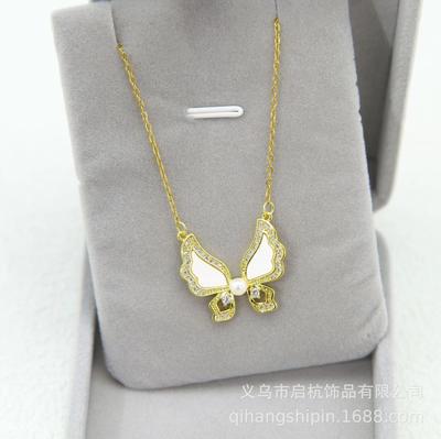 Butterfly Necklace Women'S Light Luxury High Sense Ol Pendant Collarbone Chain