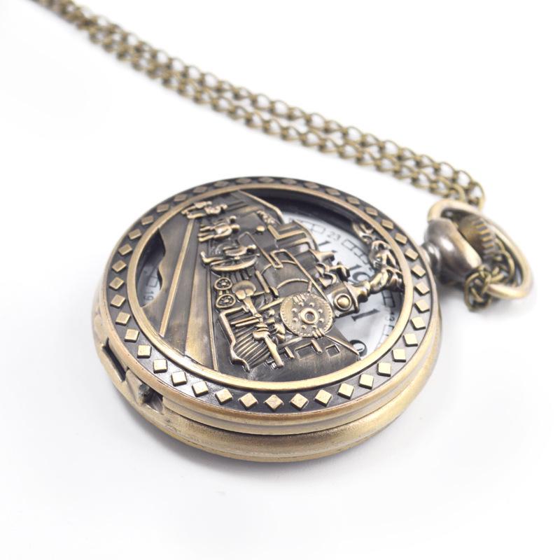 Unisex Hollow Locomotive Quartz Pocket Watch - Casual Style