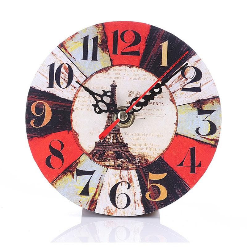 Fashion 12cm Vintage Timer Shabby Chic Antique Home Wooden Rustic Kitchen Wall Clock Silent Non-Ticking Wooden Wall Clocks