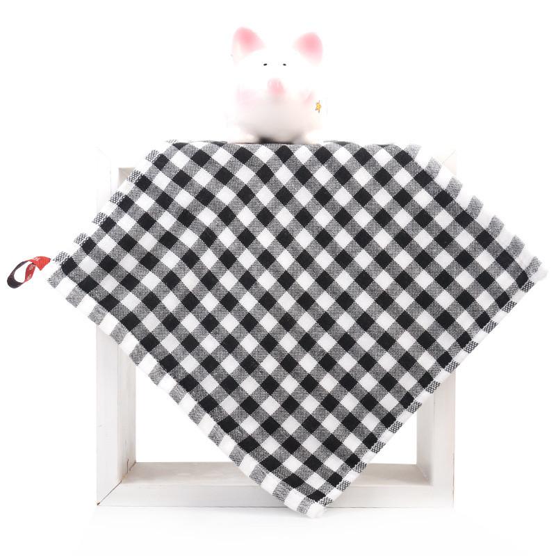 1Pcs 25x25cm Plaid Cotton Portable Hanging Children Kids Bathroom Hand Wash Face Square Small Towel