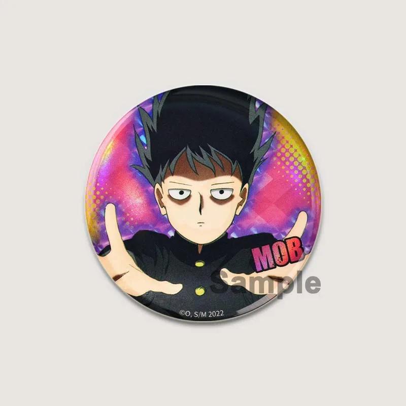 32/44/58mm Japanese Anime Mob Psycho 100 Badges On Backpack Accessories Lapel Pins Cartoon Brooches for Clothes Bag Decor Fans Gifts
