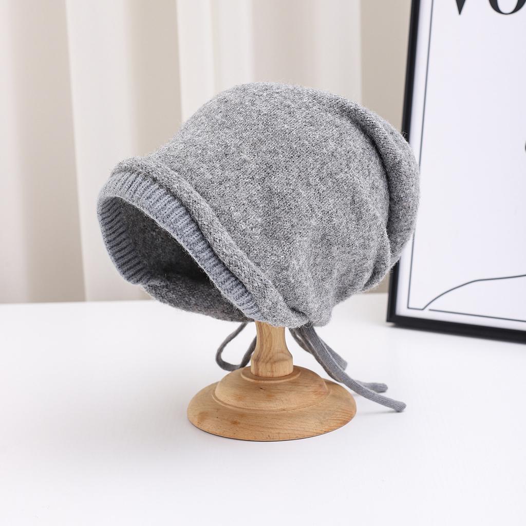 Knitted Hat Women'S Autumn And Winter Wool Hat Stacking Hat Solid Color Pullover Hat Fashion Warm Thickened Wool Hat