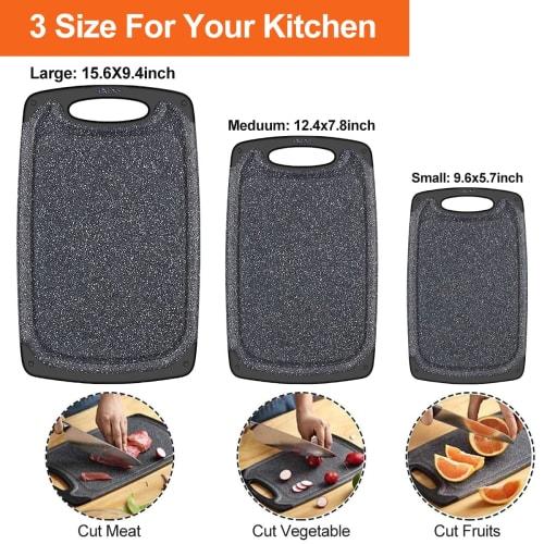 KIMIUP Kitchen Cutting Board (Set of 3) Professional Cutting Board Set, Dishwasher Safe, with Juice Groove and Carry Handle, BPA Free (Set of 3)