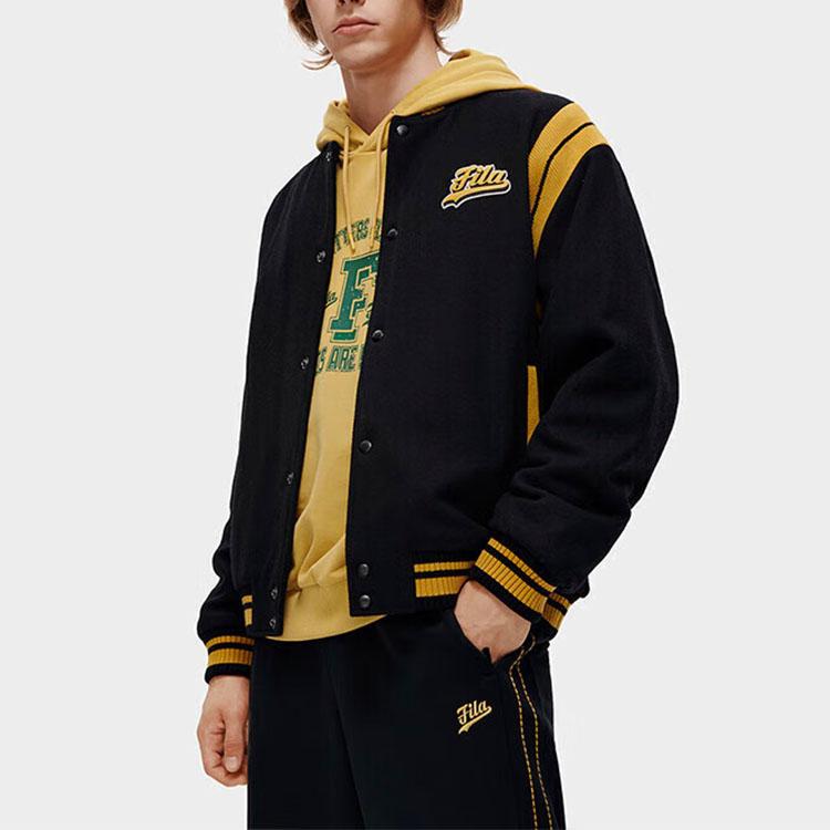 Fila Fashion Loose Warm Baseball Jacket Men Jackets Deep-Black T11M312906F-BK