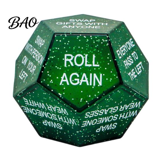 Secret Santa Game Props Swap Gift Exchange Dice, 12-Side Glitter Christmas Stocking Stuffers, Ideas Holiday Gathering Activities Dice for Family