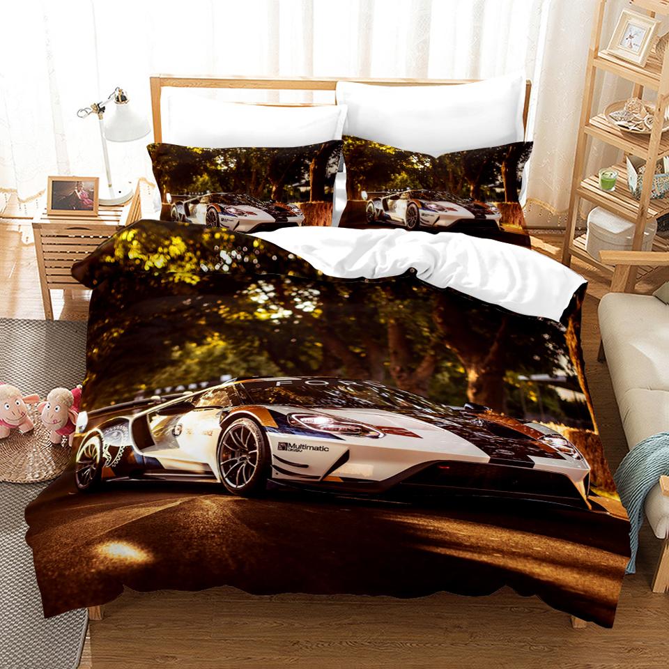 Sportwagen-Bettbezug-Set, luxuriöse, hochwertige 3D-bedruckte Bettwäsche, 2/3-teilig, Doppel-, Queen- und King-Bettwäsche, Erwachsene, Jungen, Heimtextilien