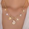 Naturligt Snäckskal Hänge Halsband För Kvinnor Med Pärldetaljer Sommar Accessoar