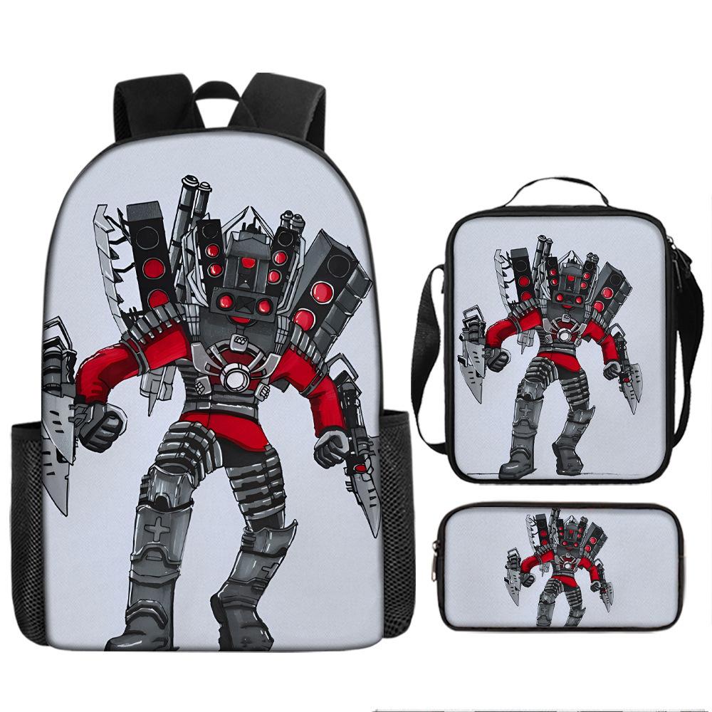 Zaino Spoof Skibidi Toilet Man Zaino Scuola Elementare Borsa Astuccio