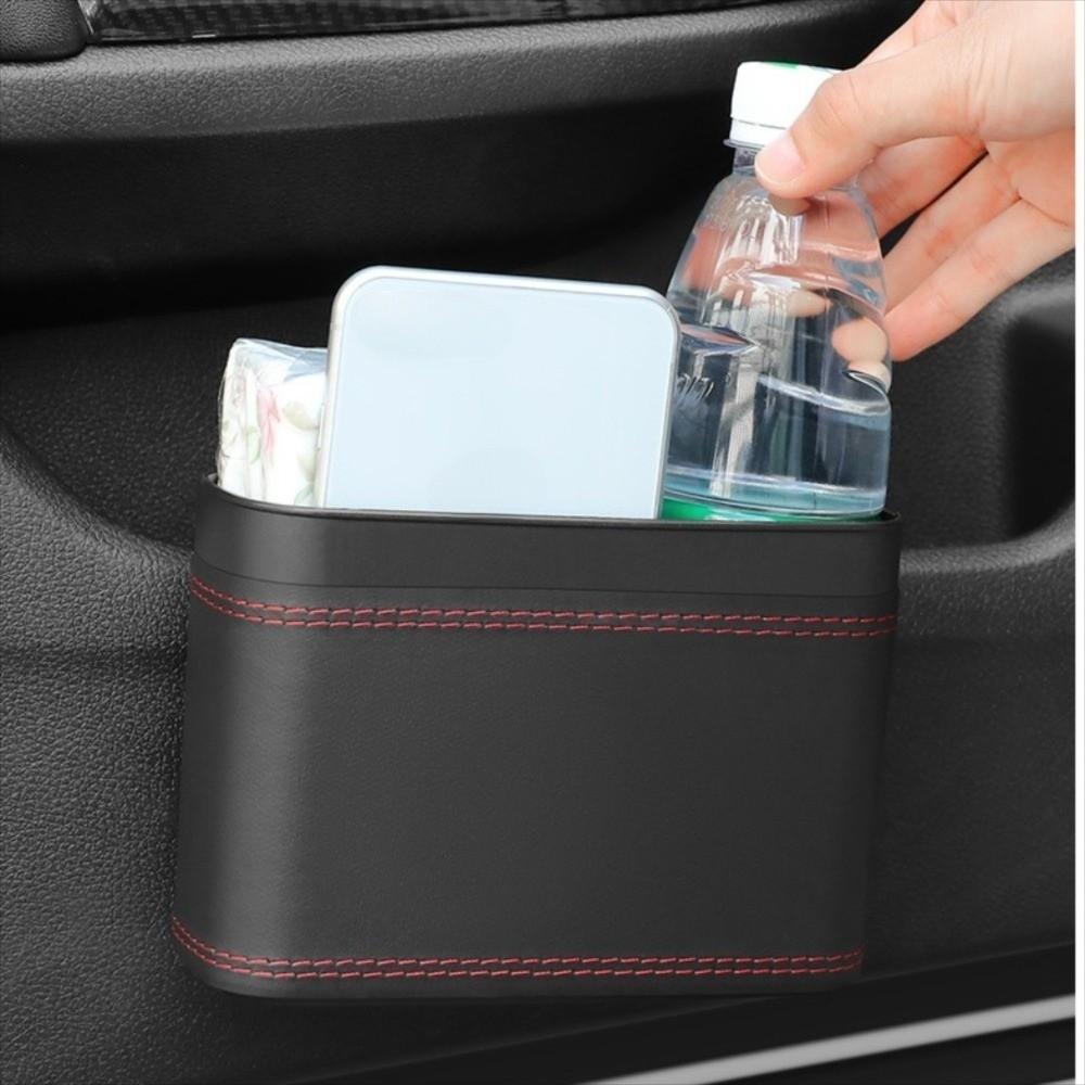 Waterproof Vehicle Trash Can PU Leather Hanging Storage Bin Car Press-down Storage Box Car Storage
