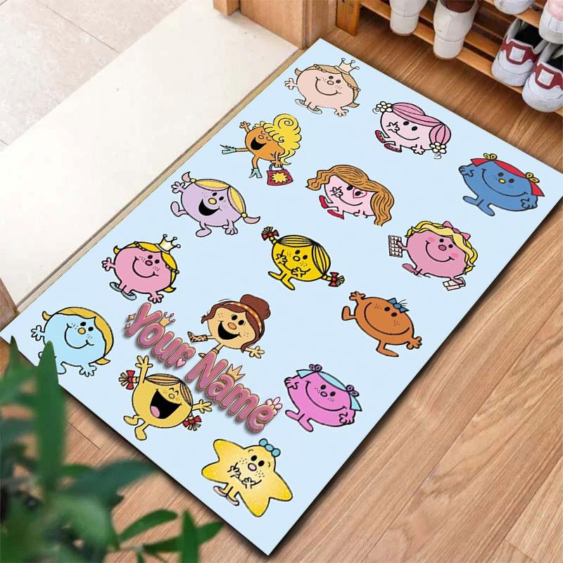 Mr. Men Little Miss Custom Name Carpet Rug for Living Room Bedroom Home Sofa Decoration,Kids play Non-slip Floor Mat