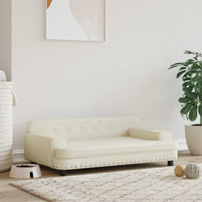 VidaXL Dog Bed, Pet Sofa with Wooden Frame, Basket for Puppies Indoor House, Cream 171877