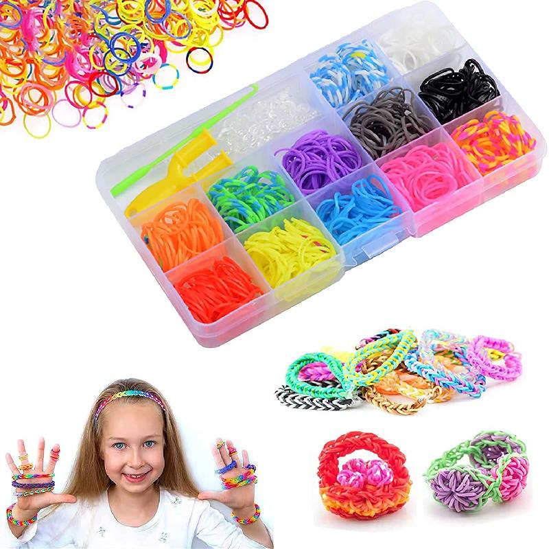 DIY 600pcs Loom Bands Colorful Loom Rubber Bands Set 12 Colours Rubber Bands Bracelet Making Kit for Art Craft Kids Girls Gift