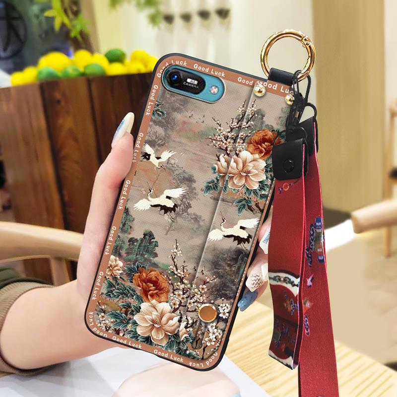 Elderly lady Kickstand Phone Case For Itel A25/A35/A25 Pro Lanyard Anti-knock Silicone Fashion Anti-dust Wristband Ring