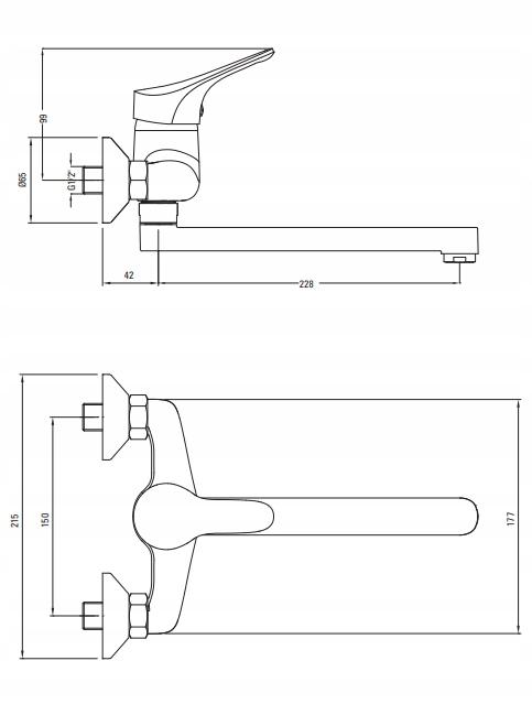 Joko universal chrome wall-mounted kitchen tap