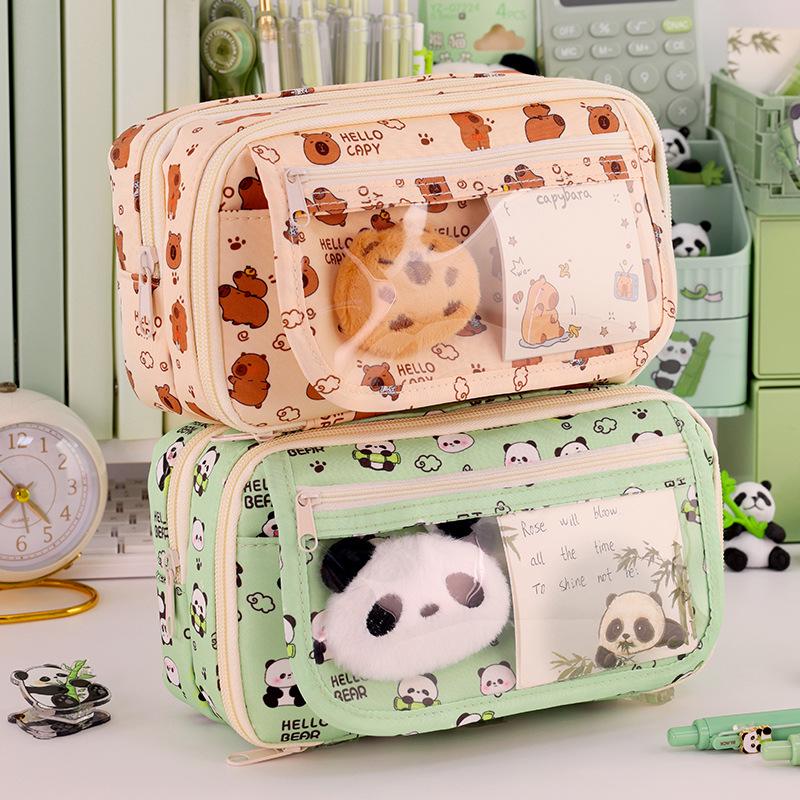 Capybara & Panda Large-Capacity Pencil Case for Elementary & Middle School Girls