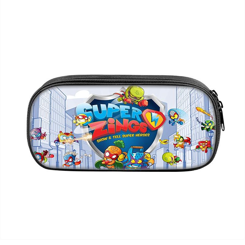 Super Zings Cartoon Pen Box Bag for Student Big Capacity School Supplies Zipper Game Pencilcases Children's Birthday Gift