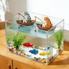 2-Piece Creative Aquarium Miniature Landscape Set: Cute Cat Fishing In a Boat Decorative Figure