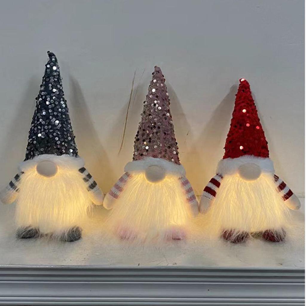 Christmas Decorations Christmas Sequins with Lights Rudolph Doll Christmas Glow Faceless Doll Ornaments