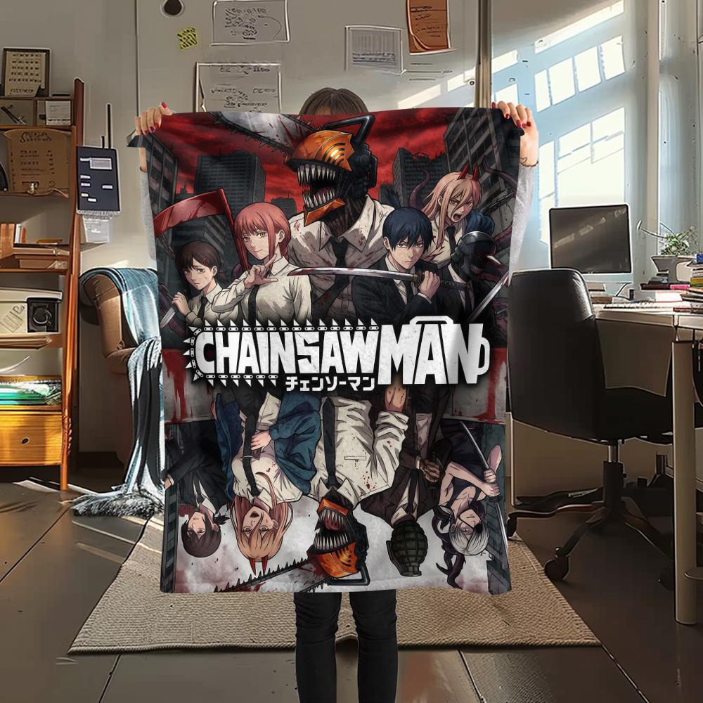 Chainsaw Man characterPrint Flannel Blanket, High quality Comfortable for All Seasons, Home Decor, Warmth and Comfort