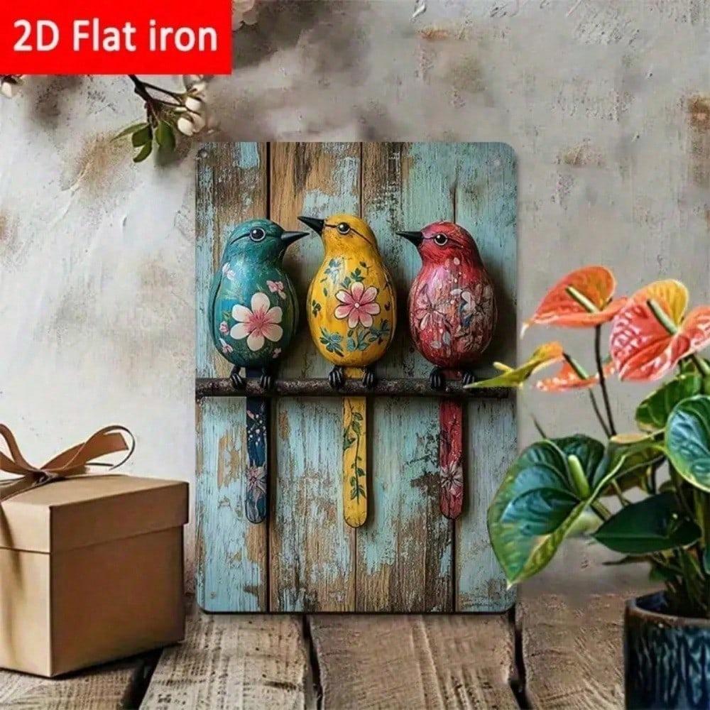 Vintage Birds Metal Wall Art 8x12 Inch Rustic Tin Sign Farmhouse Decor Garden Bar Patio