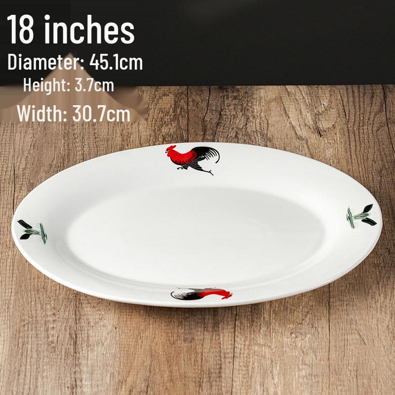 Rooster Series Nostalgic Oval Ceramic Serving Plate
