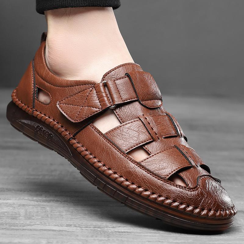 Fashion Mens Soft Sole Business Sandals Comfort Outdoor Hollow Out Casual Shoes High Quality Loafers Breathable Non-Slip Beach Sandals