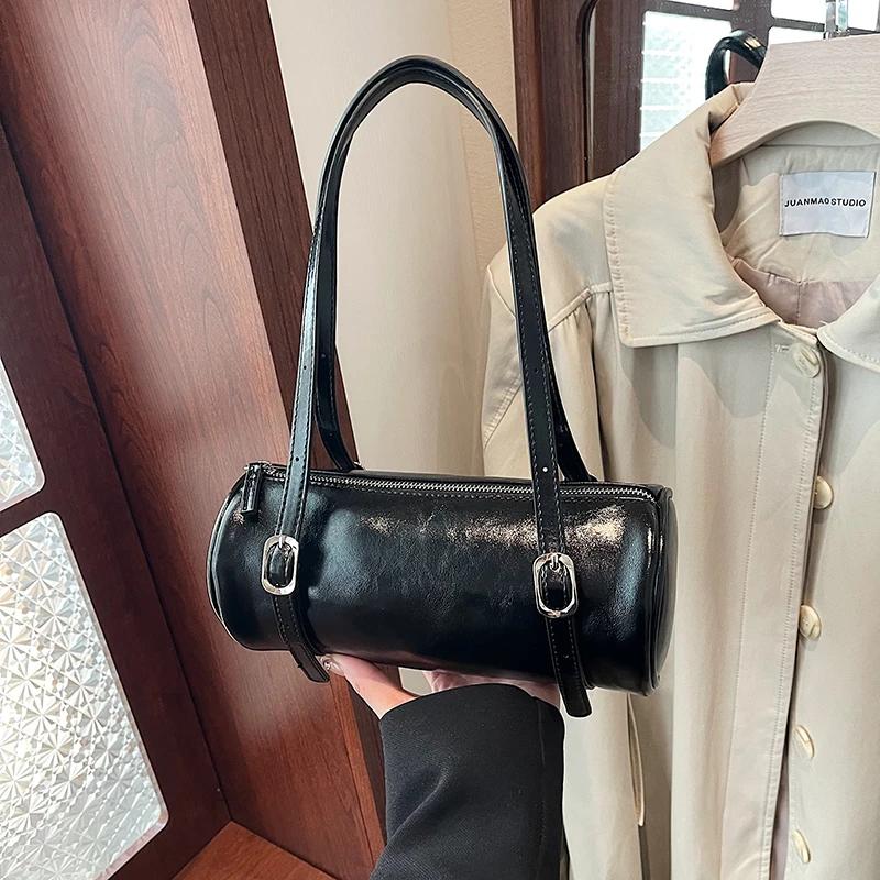 Hochwertige fassförmige PU-Umhängetaschen Einfach Vielseitig Sinn für Luxus Persönlichkeit Handtaschen für Damen 2025 Mode Neu Heiß