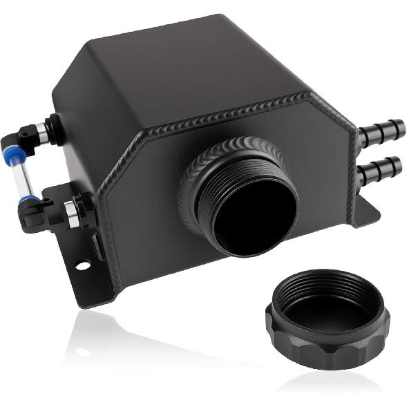 Coolant Overflow Tank, Aluminum Coolant Reservoir Tank, 1L Black Radiator Reservoir Expansion Tank For Universal Cars