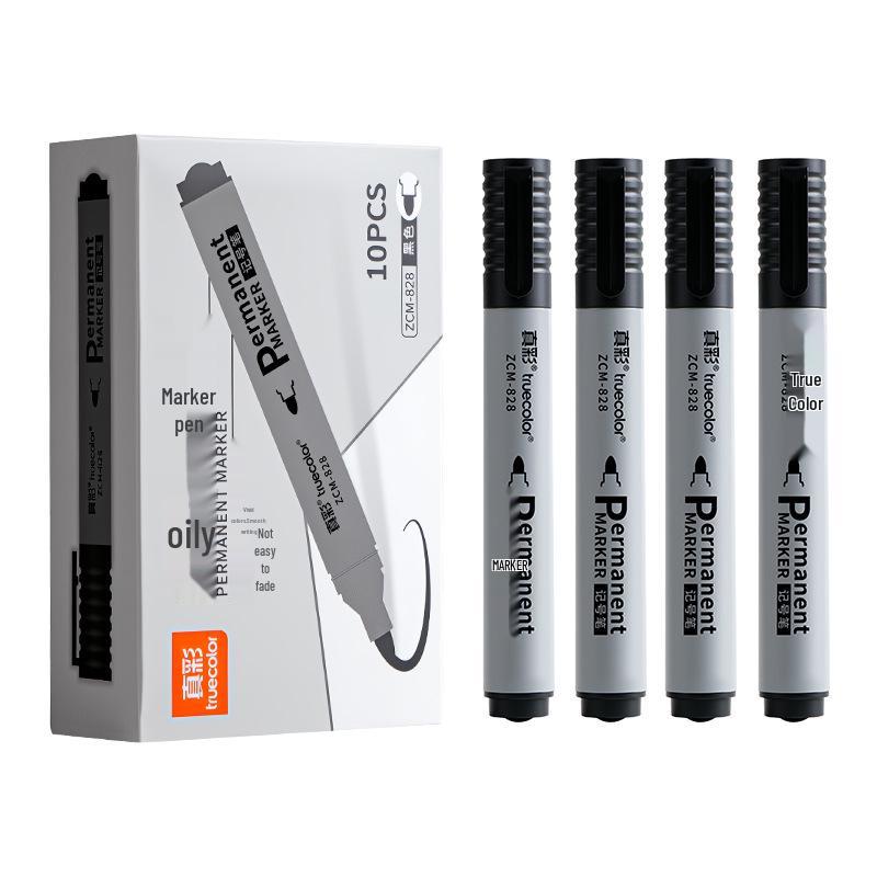 True Color Black Waterproof Broad Tip Marker - Oil-Proof, Non-Fading, Large Capacity, Ideal for Construction.
