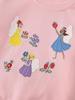 Sweet 26 Years Girls' Round Neck Sweatshirt with Cartoon Flowers Embroidery for Autumn/Winter