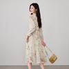 SOFSIL 2026 Spring V-Neck Print Long Sleeve Tie-Waist Dress