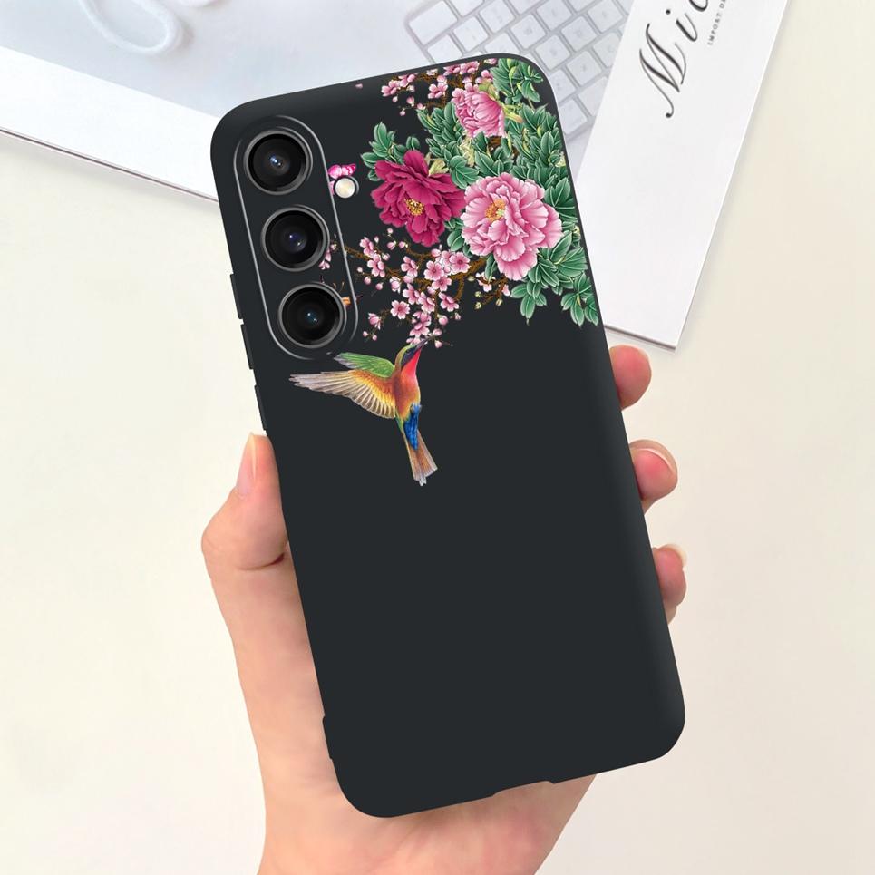 For Funda Cover Samsung A35 5G Case SM-A356E Couple Love Heart Flower Cat Painting Back Shell For Samsung Galaxy A35 5G Etui