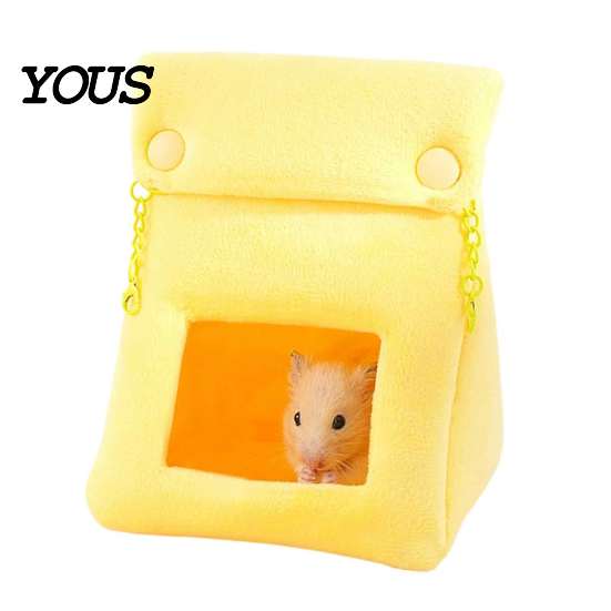 Cozy Habitat for Small Animals Bread Bag Hamster Bed, Plush Warm Cave Hanging Sleeping Nest Hammock, Animal Cage Accessory Gerbil Guinea Pig