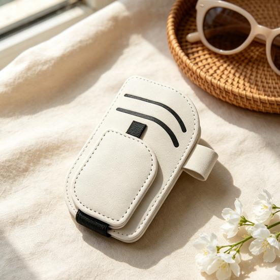 Vehicle Eyewear Organizer Car Sun Visor Glasses Holder, Eyeglasses Hanger Clip, Luxury Magnetic Sunglasses Mount Leatherette Universal Auto