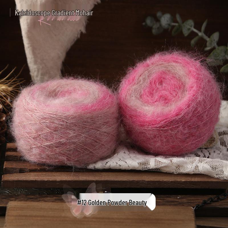 Kaleidoscope Gradient Mohair Hand-Knitted Yarn Ball