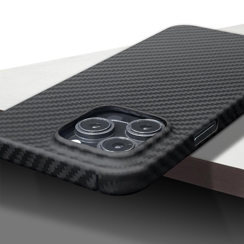 For iPhone 16 Pro Case 1500D Coarse Texture Aramid Fiber Thin Phone Cover (Big Lens Hole)
