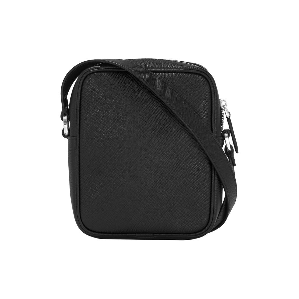 Montblanc Logo Zip Closure Leather Messenger Bag Men Shoulder Bag Black MB198165