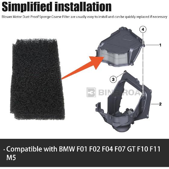 64119216222 Blower Motor Dust-Proof Sponge Coarse Filter Compatible with BMW F01 F02 F04 F07 GT F10 F11 M5