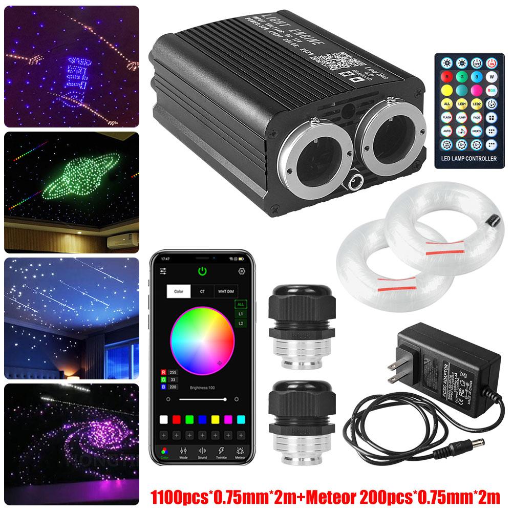 32W Twinkle Dual port Fiber Optic Star Ceiling Kit with RGB Meteor effect APP Car Roof stars Fiber Optic Starry Sky Car Ceiling