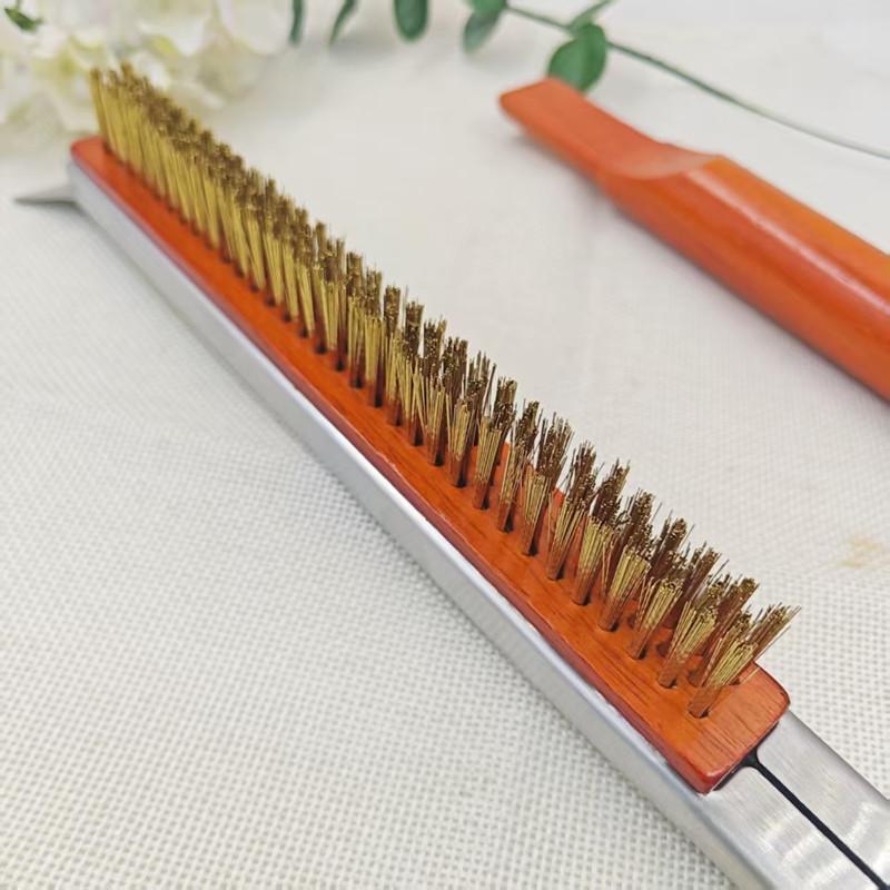 Pizza Oven Stone Brush Scraper BBQ Cleaner Barbecue Oven Brushes Stainless Steel Copper Wire Brush Kitchen Utensils 22.6" 57.5cm