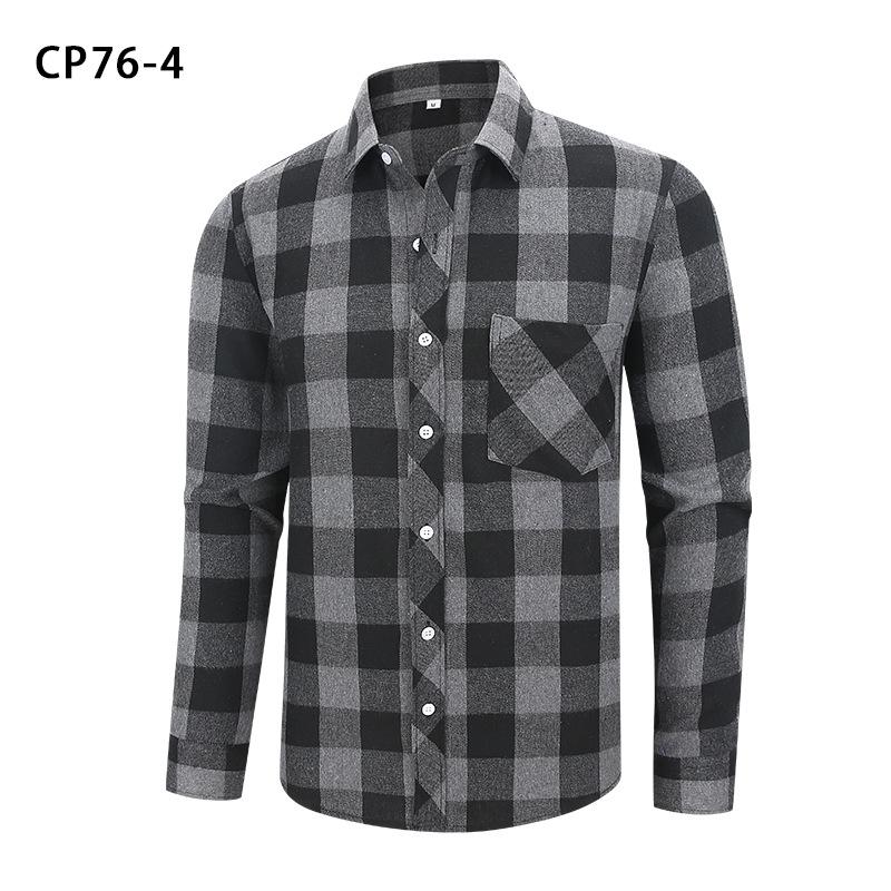 Men Casual Plaid Long Sleeve Flannel Shirt Loose Large Size Pocket Mens Outerwear