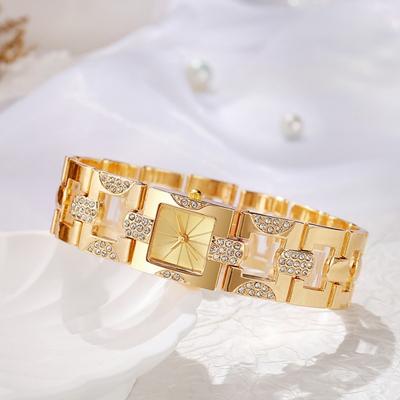 Women Rhinestone Bracelet Watch Square Dial Classic Casual Formal Dress Quartz Bangle Wristwatch Fashion Jewelry Accessory