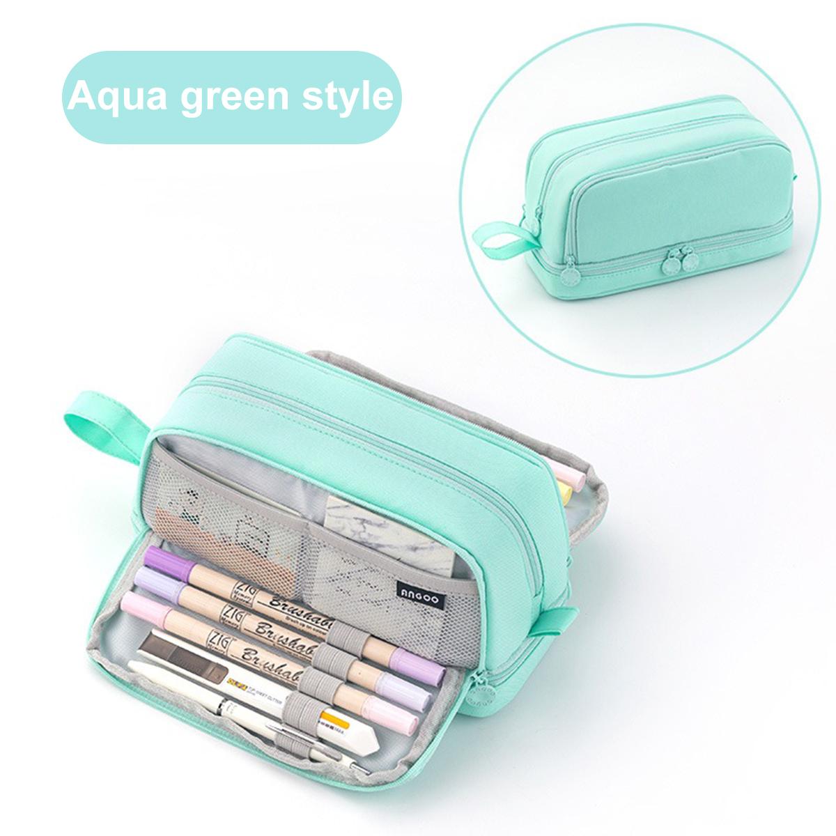 

Кавайный двухслойный пенал, многофункциональный пенал, косметичка, сумка для хранения, студенческие принадлежности, канцелярские товары зелёный