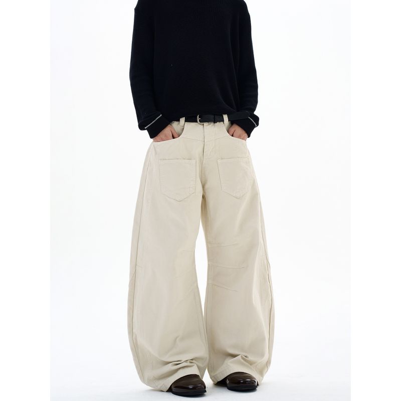 Kisko American Retro Deconstructed Design Trendy Brand Cargo Pants for Men and Women, New Loose Straight-Leg Reverse-Wear Scimitar Pants