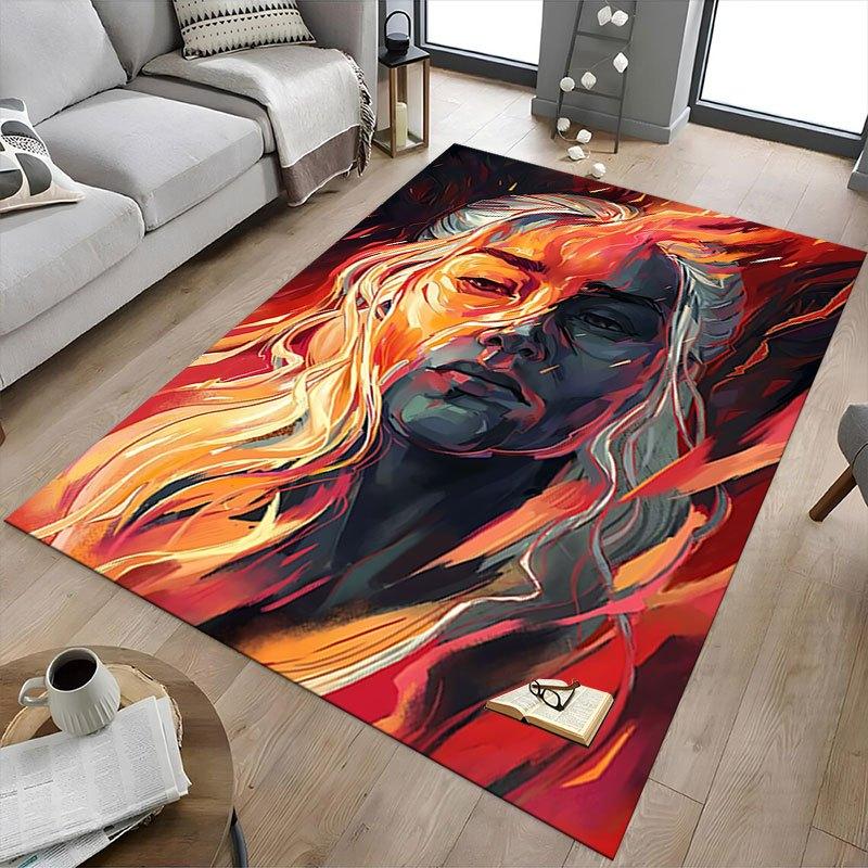 1 Stück Feuer und Blut Büro Teppich Stuhlmatten, Heimdekor Matte Fantasy Thema Matte Langlebige Matte, Drachen Dekor, Geeignet für Fantasy-Themen-Liebhaber