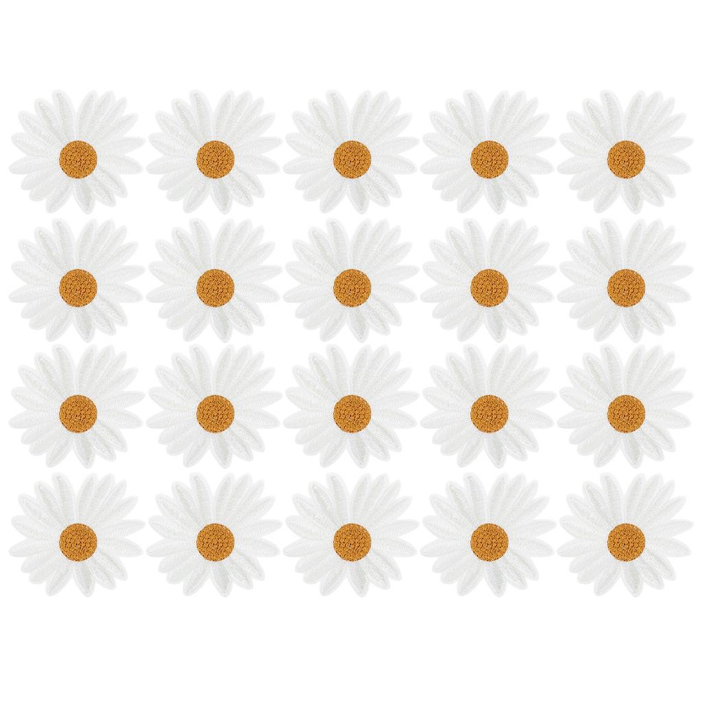 20pcs Daisy Flower Patch Decorative Clothing Sticker DIY Appliques IronOn Garment Accessory