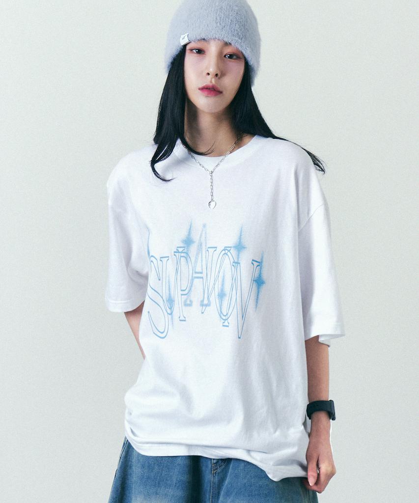 NP STUDIO [2Pack] Sparkle Arch Logo Oversized T-Shirt 2 Colors