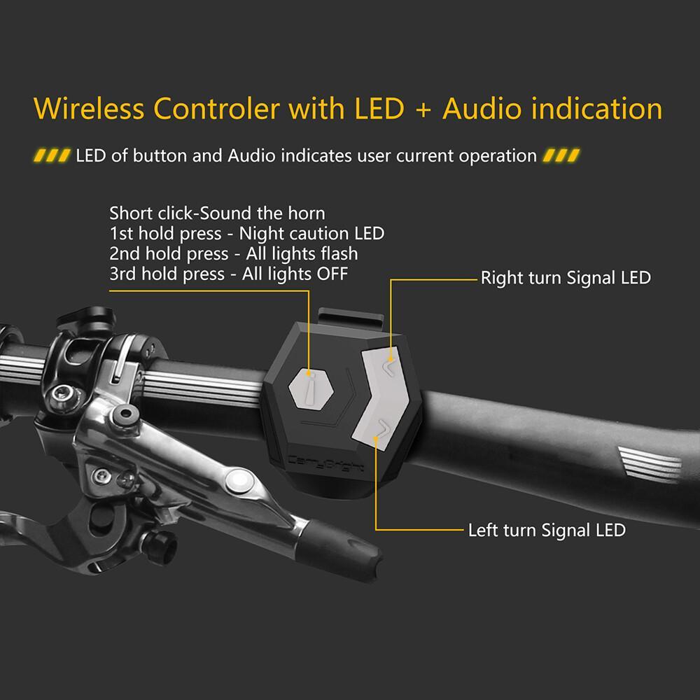 Bike Turn Signal Light Smart Wireless Remote Control with Horn Bike Front and Rear Light for Night Riding Safety Warning Light