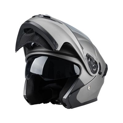 Capacete de Motocicleta com Acabamento Metálico Cycking Capacete de Camada Dupla Lente Dupla Capacete Facial Completo Capacete Modular com Aba Casco Capacetes