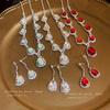 Diamond water drop geometric necklace earrings set light luxury temperament collarbone chain fashionable versatile high-end jewelry